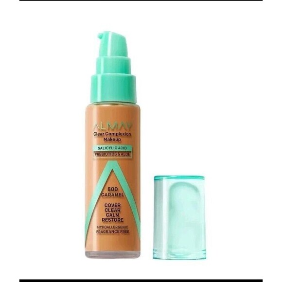 Almay Clear Complexion Acne Foundation 800 Caramel Makeup Sensitive Skin Teens 1 - Picture 4 of 16